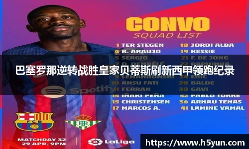 巴塞罗那逆转战胜皇家贝蒂斯刷新西甲领跑纪录